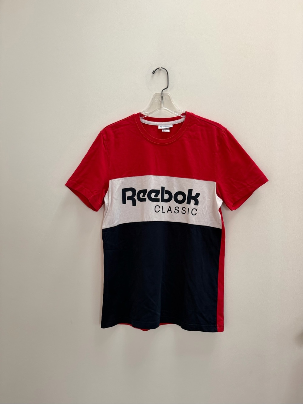 Reebok Red White Navy Block Logo Tee